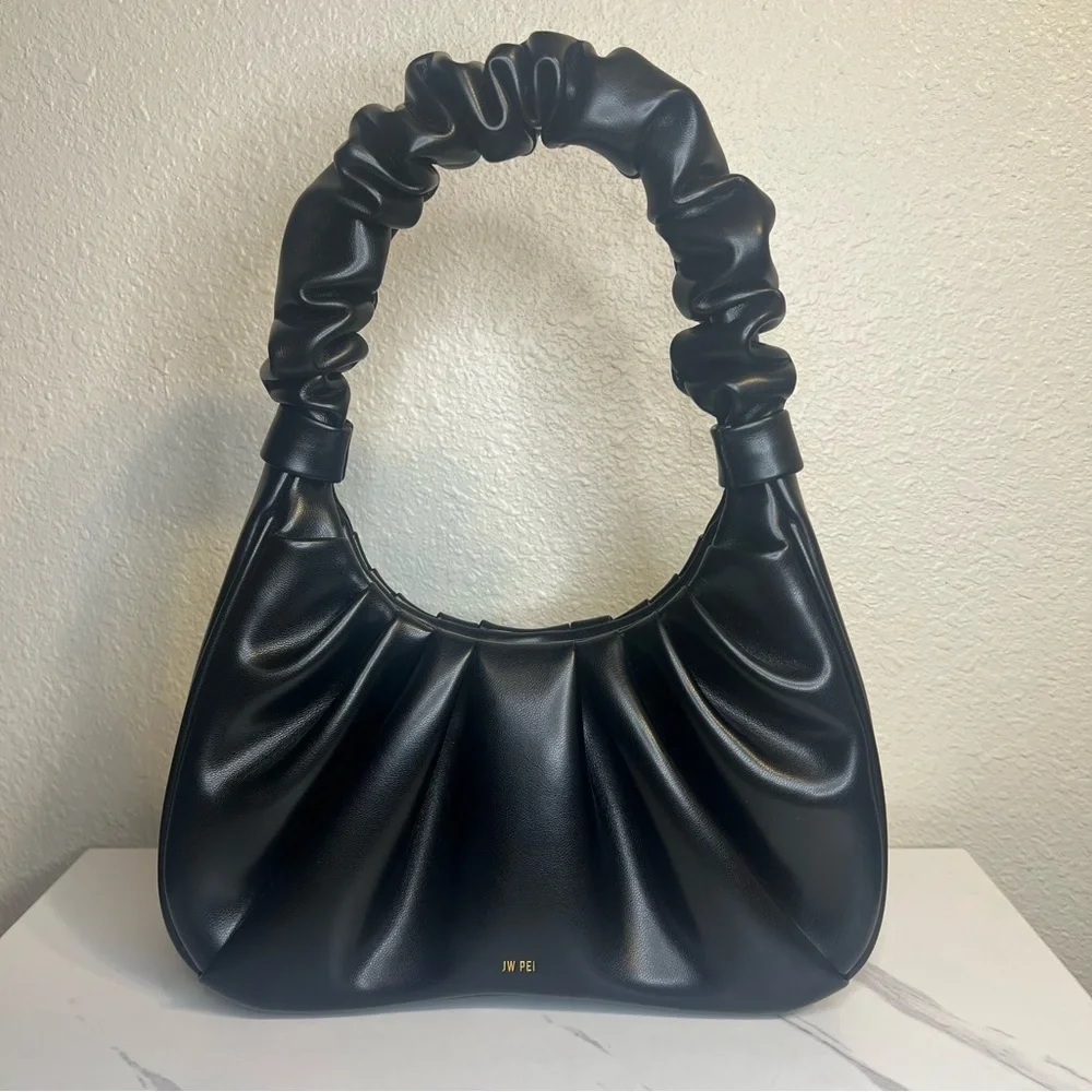 JW PEI Gabbi Ruched Hobo Handbag in Black